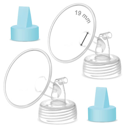Maymom Pump Part Compatible with Spectra Ameda Luna Pumps, Synergy Gold; Inc Wide Mouth Flange 19 mm Blue Valve; Not Original Spectra Flange; Replace Spectra S1 S2 Plus Flange
