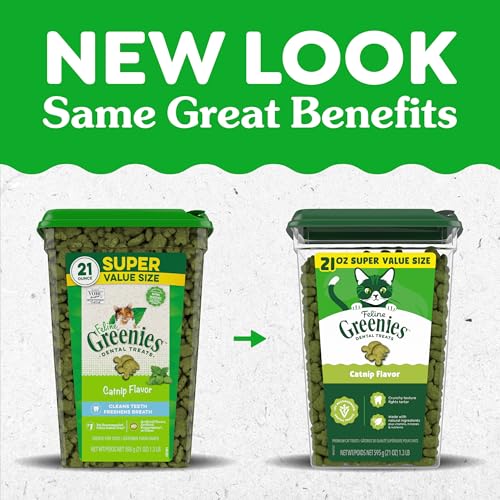 Buy now Greenies Feline Veterinarian-Recommended Adult Natural Dental Cat Treats, Catnip Flavor, 21 oz. Tub at indiglob india