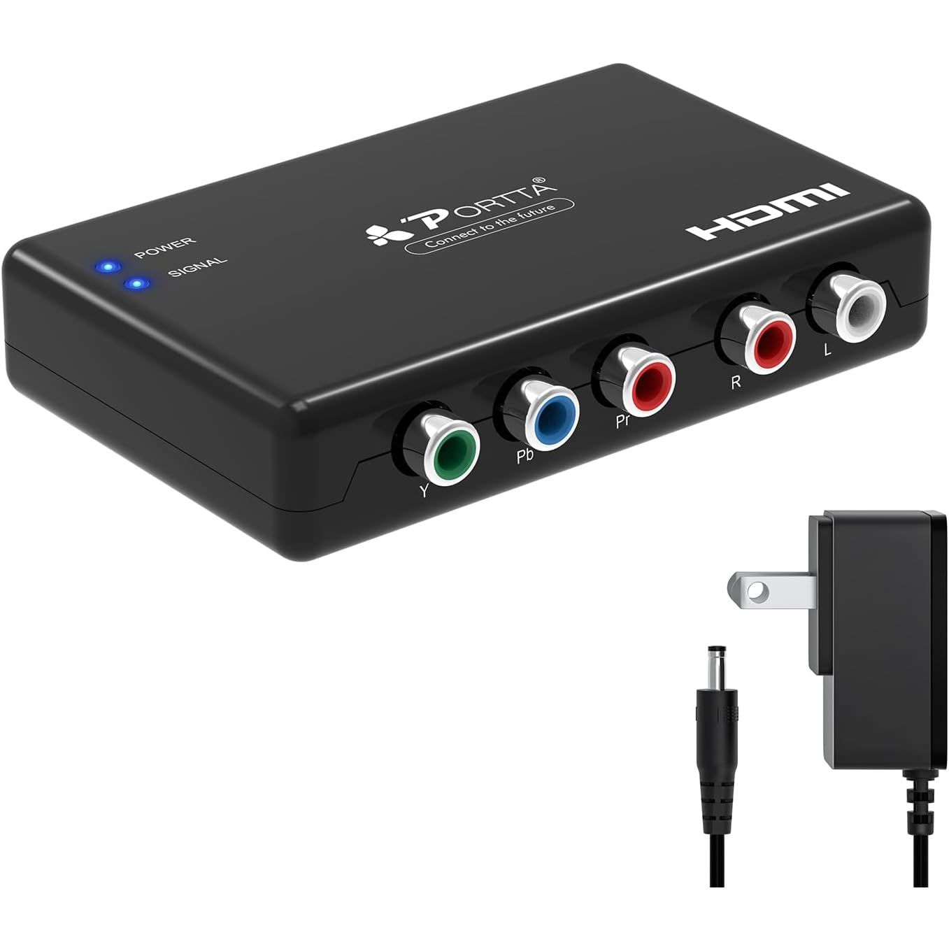 Portta Component to HDMI Converter, YPbPr RGB + R/L Audio to HDMI v1.3 Converter Adapter Support 1080P 2 Channel LPCM for HDTV PS2 PS3 HDVD Player Wii Xbox