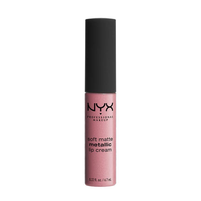 NYX PROFESSIONAL MAKEUP Soft Matte Metallic Lip Cream, Liquid Lipstick - Monte Carlo (Deep Cranberry Red)