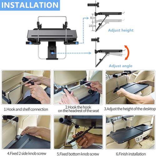 Buy now 2 in 1 Car Steering Wheel Tray / Back Seat Headrest Tray for Eating Food Drink and Writing Laptop Work, XERGUR Black Car Desk at indiglob india