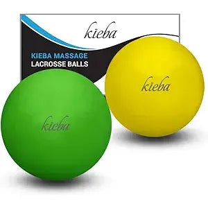 Massage Lacrosse Balls for Myofascial Release, Trigger Point Therapy, Muscle Knots, and Yoga Therapy. Set of 2 Firm Balls (Blue and Red)