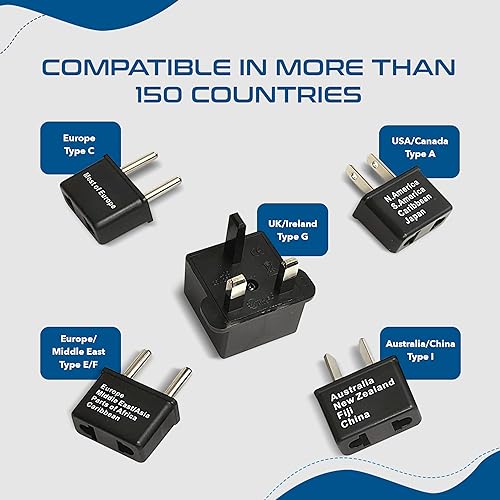 Buy now Ceptics International Worldwide Travel Plug Adapter 5 Piece Set, Great for Cell Phones, Battery Chargers, Laptops to Work in Most Countries at indiglob india