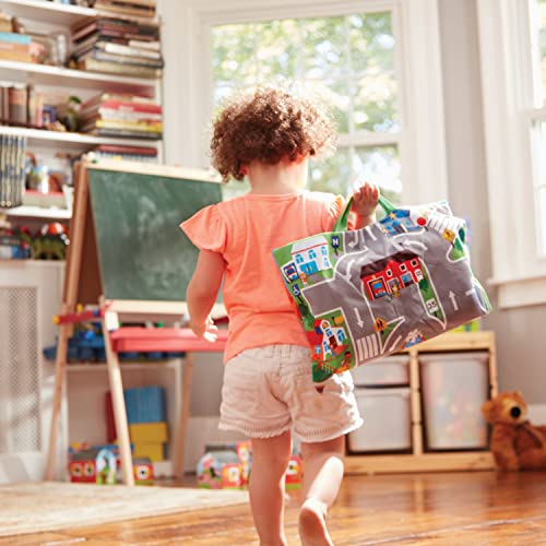 Buy now Melissa & Doug Take-Along Town Play Mat (19.25 x 14.25 inches) with 9 Soft Vehicles at indiglob india