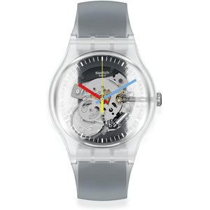 Swatch New Gent Unisex Watch Casual Bioceramic Black Quartz Waterproof Clearly Black Striped