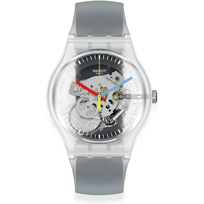 Swatch New Gent Unisex Watch Casual Bioceramic Black Quartz Waterproof Clearly Black Striped