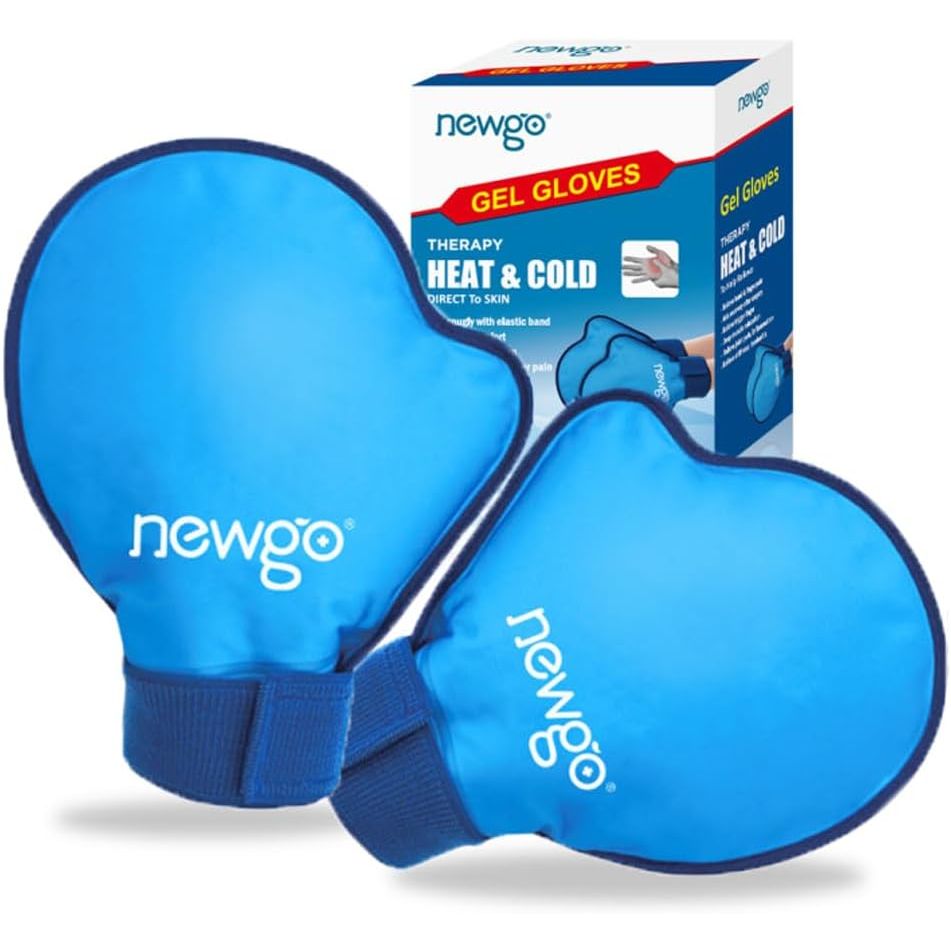 NEWGO Hand Ice Pack Golves for Pain Relief, FSA Eligible 2 Pack Cold Gloves for Chemotherapy Neuropathy, Ice Gloves for Hands Finger Injuries, Arthritis, Working Hands (Internal Length 8.7 Inches)
