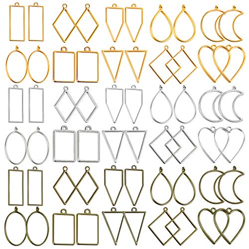 Buy now Shynek 60Pcs Hollow Frame Pendants - Resin Craft Bezels Jewelry Molds for Necklaces and Earrings Making Supplies at indiglob india