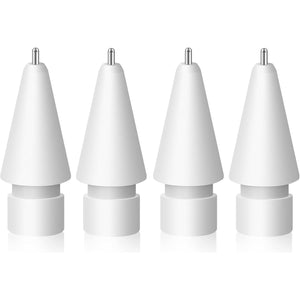 MEKO 4 Pack Upgraded 0.72mm Fine Ponit Precise Replacement Tips for Apple Pencil 1st/2nd Generation & Logitech Crayon, Wear-Resisting Pen Nibs for iPad Pro/Air/Mini Pencil - White