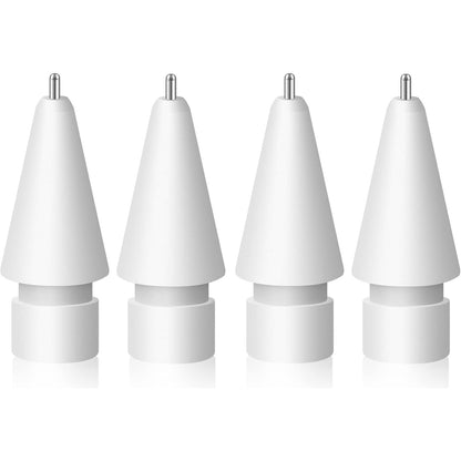 MEKO 4 Pack Upgraded 0.72mm Fine Ponit Precise Replacement Tips for Apple Pencil 1st/2nd Generation & Logitech Crayon, Wear-Resisting Pen Nibs for iPad Pro/Air/Mini Pencil - White