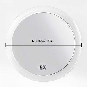15X Magnifying Mirror - with 3 Mounting Suction Cups - Used for Precise Makeup - Eyebrows/Tweezing - Blackhead/Blemish Removal - Bathroom/Travel Makeup Mirror - 6 Inch Round (Rose Gold)