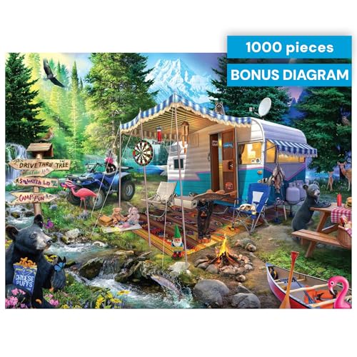 Buy now Buffalo Games - Mountain Retreat - Jeff Haynie - 1000 Piece Jigsaw Puzzle for Adults, Challenging and Colorful Camping Scene, Precision-Cut Pieces, Includes Full-Color Poster at indiglob india