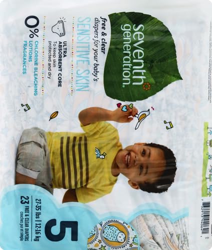 Buy now Seventh Generation Baby Diapers for Sensitive Skin, Animal Prints, Size 5, 23 Count at indiglob india