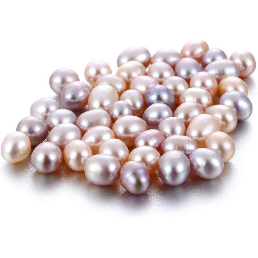 50Pcs Freshwater Cultured Pearl, Natural Oval Oyster Pearls Beads, Necklace Bracelet Earring Jewelry Making Supplies, Fun Gift for Women, Pearl Party, No Hole (Around 6mm) - My Store