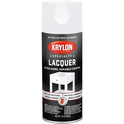 Krylon K07031777 Gloss White Lacquer Spray, 12 oz.
