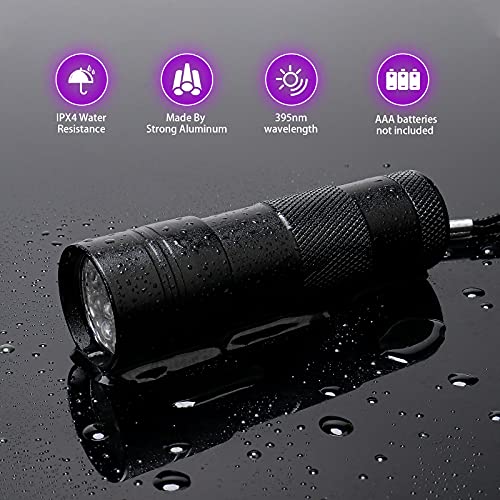 Buy now SEVENKA Black Light Flashlight, 2 Pack 12 LED UV Blacklight Flashlight, 395nm Handheld Mini Torch Light, Professional Urine Detector for Dog Pet Urine Stains, Bed Bugs and Scorpions. at indiglob india