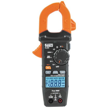 Buy now Klein Tools CL220 Digital Clamp Meter, Auto-Ranging 400 Amp AC, AC/DC Voltage, TRMS, Resistance, Continuity, NCVT Detection, and Temp at indiglob india