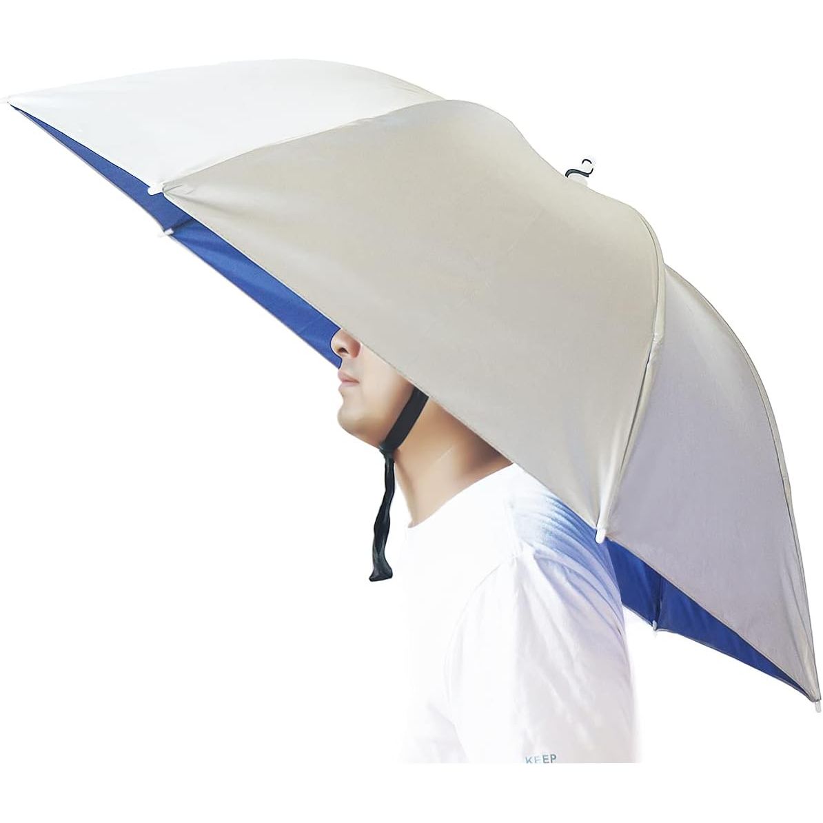 Umbrella Hat, 37 inch Fishing Umbrella Hat Hands Free Foldable UV Protection Umbrella Cap Adjustable Headwear for Fishing Golf Camping Beach Gardening Sunshade Outdoor