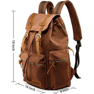 GEARONIC Vintage Canvas Backpack, Casual Daypack Backpacks for Men Women, 15inch Laptop Bag Travel Hiking Camping Rucksack