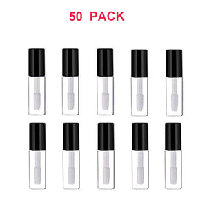 Mydio 50 Pack 1.2ML Clear Mini Lip Gloss Tube Empty Lip Balm Containers With Black Lid for Lipstick (clear)
