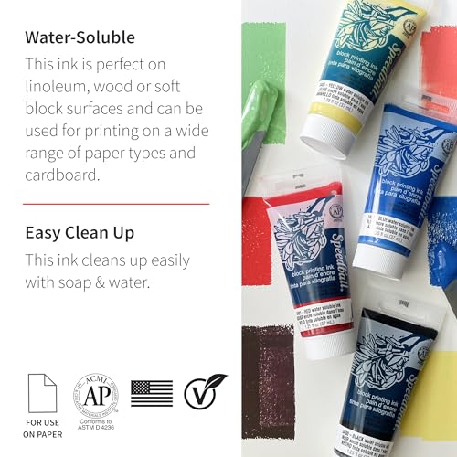 Buy now Speedball 3470 Water-Soluble Block Printing Ink Starter Set ƒ?? 6 Bold Colors with Satiny Finish - 1.25 FL OZ Tubes, Multicolor at indiglob india
