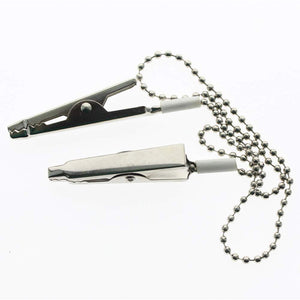 2PCS Length 12" Metal Napkin Clip Neck Chain Neck Strap Bib Holder Clips Dining Clothing Protector For Adult (Silver)