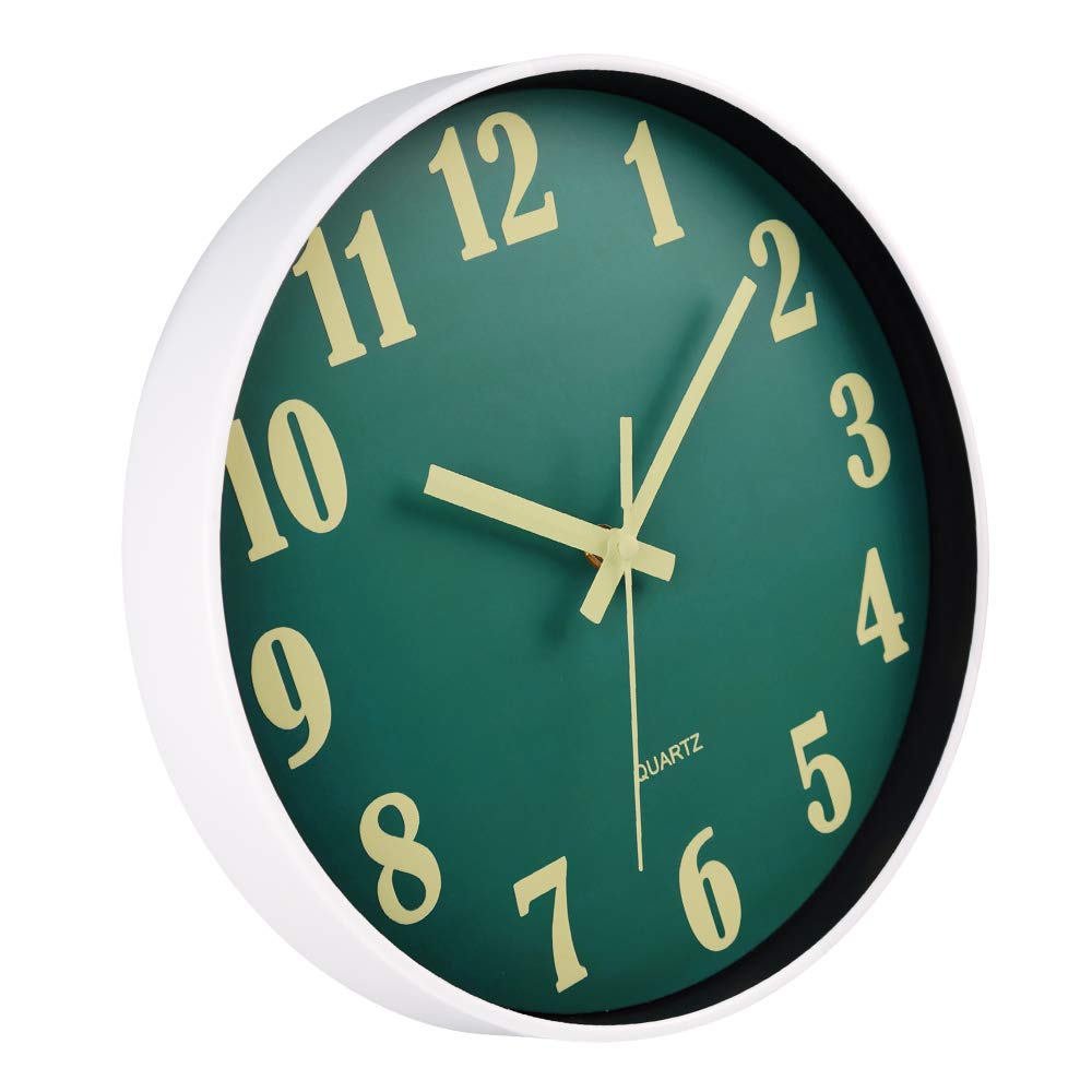 Buy now JoFomp Glow in The Dark Clock, 12 Inch Modern Silent Non Ticking Wall Clocks Battery Operated, Night Light Wall Clock for Living Room Decor, Wall Clock Decorative for Kitchen Bedroom (Green) at indiglob india