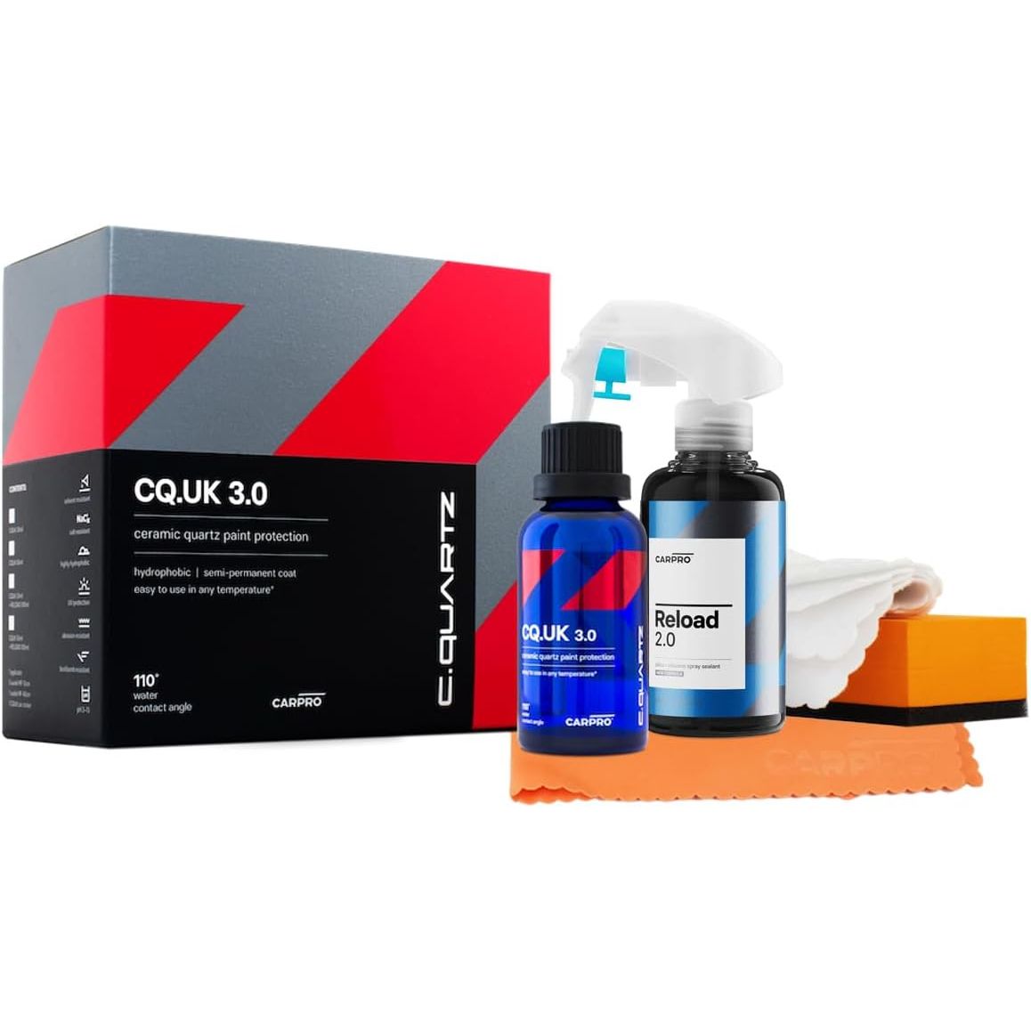 Buy now CARPRO CQUARTZ UK 3.0 - Ceramic Coating for Cars, Quartz Based Nanotechnology, Bonds to Paint, Glass, Metal and Plastic - (30ml Kit w/Reload 2.0) at indiglob india