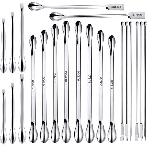 Buy now 22 Pieces Stainless Steel Lab Spatula Micro Scoop Set Laboratory Sampling Spoon Mixing Spatula for Powders Gel Cap Filler at indiglob india