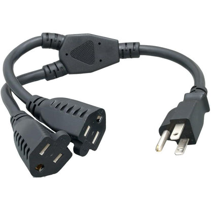 Power Cord Extension and Splitter, NEMA 5-15P to NEMA 5-15R x 2, 16 AWG, 13A, 125V (ZWACPQAG-14) Black