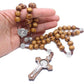 Saint Benedict Evil Protection Medal with Cross Wood Beads Rosary Necklace Nazareth Store