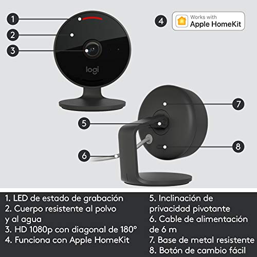 Buy now Logitech Circle View Weatherproof Wired Home Security Camera with Logitech TrueView Video, 180° Wide Angle, 1080p HD, Night Vision, 2-Way Audio, Tilt Encrypted, Apple HomeKit Secure Video (Renewed) at indiglob india