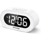 REACHER Small Digital Rainbow LED Alarm Clock with Snooze, Easy to Use, Full Range Brightness Dimmer, Adjustable Alarm Volume, Outlet Powered, Compact Clock for Bedroom, Bedside, Desk, Shelf…