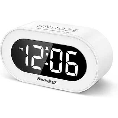 REACHER Small Digital Rainbow LED Alarm Clock with Snooze, Easy to Use, Full Range Brightness Dimmer, Adjustable Alarm Volume, Outlet Powered, Compact Clock for Bedroom, Bedside, Desk, Shelf…