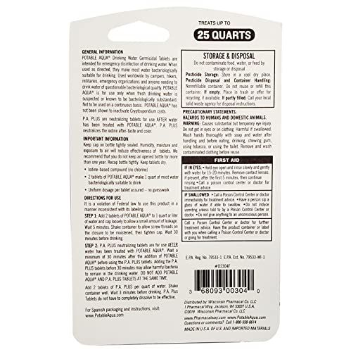 Buy now Potable Aqua Water Purification Tablets With PA Plus - Two 50 count Bottles at indiglob india