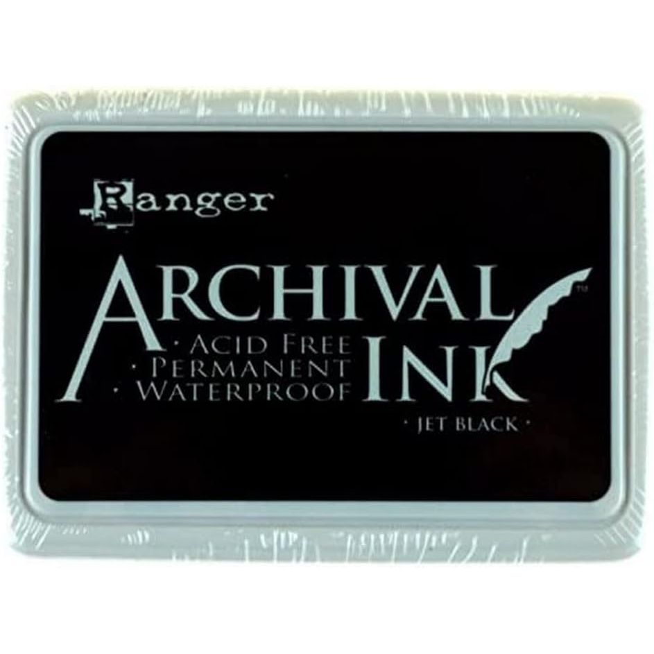Ranger Archival Ink Pad, Jet Black – Permanent, Waterproof, Acid-Free, Non-Toxic – Won’t Bleed or Smudge – Provides Vivid and Crisp Stamping Results – Air Dry on Matte and Heat Set on Glossy Surfaces