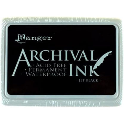 Ranger Archival Ink Pad, Jet Black – Permanent, Waterproof, Acid-Free, Non-Toxic – Won’t Bleed or Smudge – Provides Vivid and Crisp Stamping Results – Air Dry on Matte and Heat Set on Glossy Surfaces