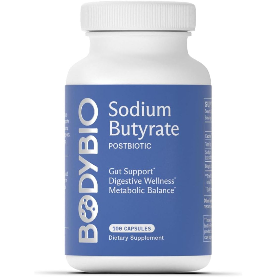 BodyBio Butyrate - Postbiotic for Gut Health, Digestive Support, Bloat, Gas & Constipation Relief, Leaky Gut Repair - Sodium + Butyric Acid Supplement for GI Wellness