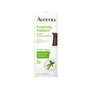 Aveeno Positively Radiant Daily Facial Moisturizer with Total Soy Complex and Broad Spectrum SPF 30 Sunscreen, Oil-Free and Non-Comedogenic, 2.5 fl. oz
