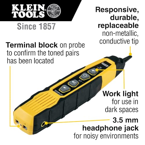 Buy now Klein Tools VDV500-123 Wire Tracer Tracing Probe with LED Work Light for Ethernet, Internet, Telephone, Speaker, Coax, Video, and Data Cables RJ45, RJ11, RJ12 at indiglob india