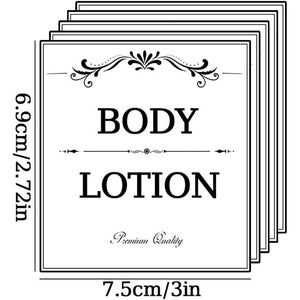 Printed Bathroom Labels Set 24PCS Waterproof Refillable Bottles Stickers for Dish Soap Body Wash Conditioner Shampoo Display White-Style B