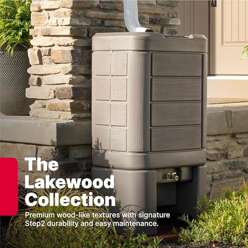 Buy now Step2 Lakewood Rain Barrel with Stand, Outdoor Water Conservation Container, Holds 60 Gallons, Brown at indiglob india