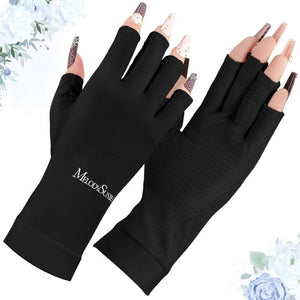 MelodySusie Premium UV Gloves for Nails, Professional UPF 99+ UV Protection Gloves for Manicures, Cool Feeling Fabric, Nail Art Skin Care Fingerless Anti UV Glove Protect Hands from UV Harm
