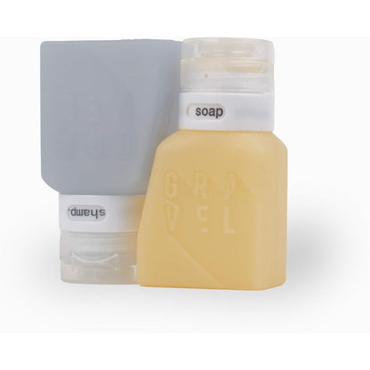 Gravel Travel Bottles 3oz (2-Pack) – Leakproof, BPA-Free, TSA Approved with Label System (Clear & Gray)