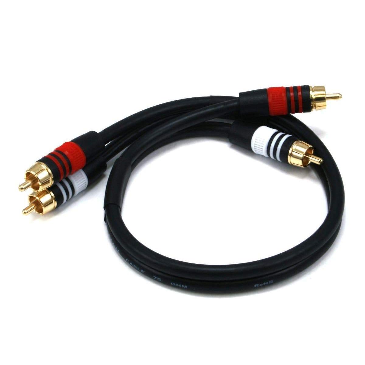 Monoprice 1.5ft Premium 2 RCA Plug/2 RCA Plug M/M 22AWG Cable - Black - (105346)