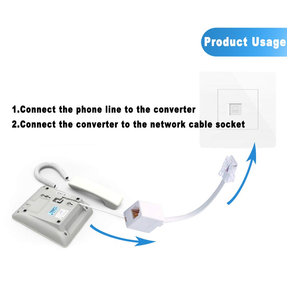 Buy now RJ45 to RJ11 Converter Adapter, 2 Pack Telephone RJ11 6P4C Female to RJ45 Ethernet 8P8C Male Cable Cord at indiglob india
