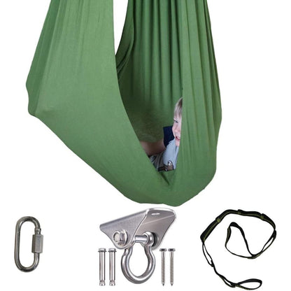 Sensory Swing for Kids Indoor Outdoor Green | Therapy Tool for Special Needs Snuggle Cuddle Hammock Swing | for Children with Autism, ADHD, Aspergers, Sensory Integration - by Sensory4u