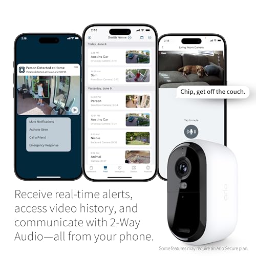 Buy now Arlo Essential Security Camera 1080p HD, Outdoor - Indoor, 2nd Gen, Wireless Rechargeable Camera, 2-Way Audio, Color Night Vision, Wide Angle - White (Renewed) at indiglob india