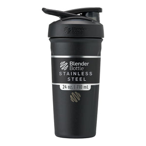 Buy now BlenderBottle Strada Shaker Cup Insulated Stainless Steel Water Bottle with Wire Whisk, 24-Ounce, Black at indiglob india
