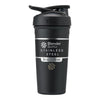 BlenderBottle Strada Shaker Cup Insulated Stainless Steel Water Bottle with Wire Whisk, 24-Ounce, Black - Flip